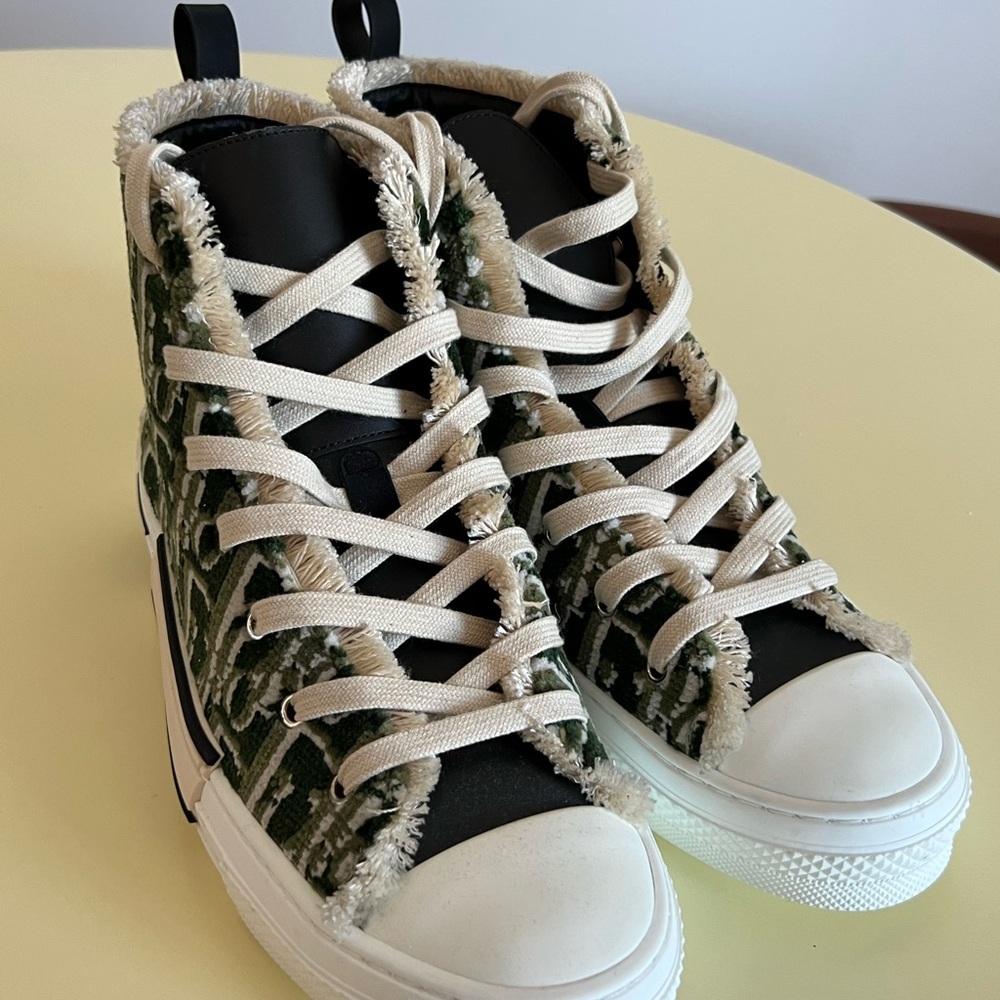 Dior Green and White High-Top Sneakers - Picture 3 of 4
